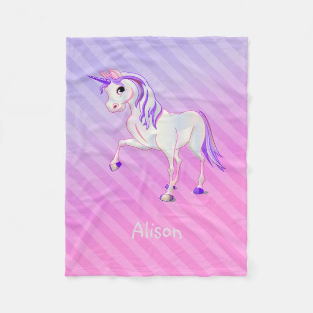 Streifen und Einhorn Fleecedecke (Vorderseite)