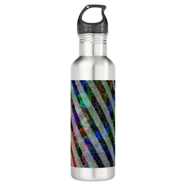 Streifen und farbenfrohe Kratzer und Linien Edelstahlflasche (Vorderseite)