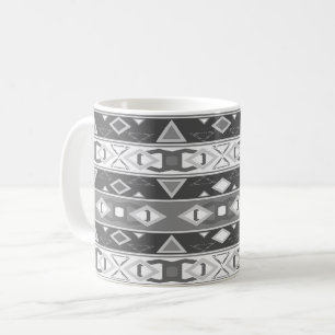 Streifen und geometrische Formen grau weiß Kaffeetasse