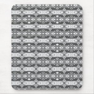 Streifen und geometrische Formen, grau, weiß Mousepad