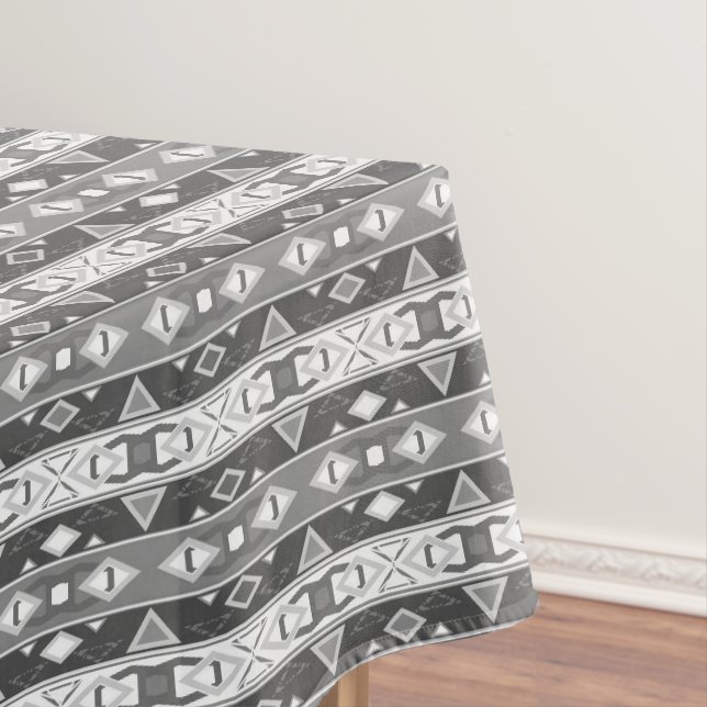 Streifen und geometrische Formen, grau, weiß Tischdecke (Beispiel)