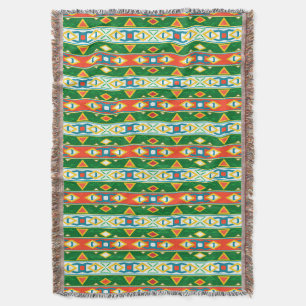 Streifen und geometrische Formen, grün orange, wei Decke