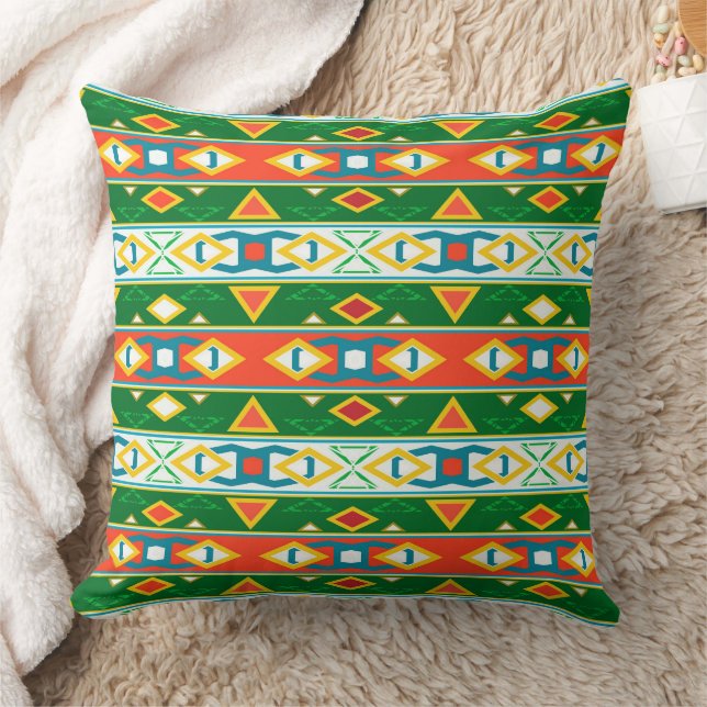 Streifen und geometrische Formen, grün orange, wei Kissen (Decke)