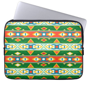 Streifen und geometrische Formen, grün orange, wei Laptopschutzhülle