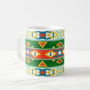 Streifen und geometrische Formen grün orange weiß  Kaffeetasse