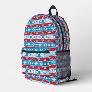 Streifen und geometrische Formen, rot-blau Bedruckter Rucksack