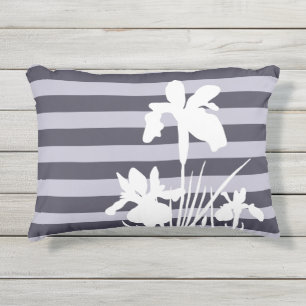 Streifen und Iris-Blume Silhouette Kissen Für Draußen