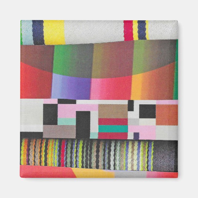 Streifen und Kurven Collage Magnet (Vorne)