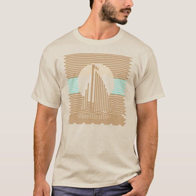 Streifen und Linien Segelboot abstrakt T-Shirt (Vorderseite)