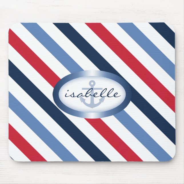 Streifen und Personalisiertes Ankermuster Mousepad (Vorne)