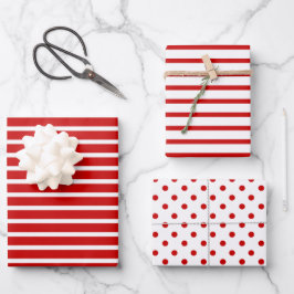 Streifen und Punkte Weihnachten Geschenkpapier Set