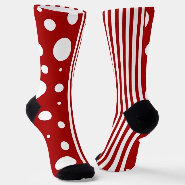 Streifen und Streifen in Rot und Weiß Socken (Gewinkelt)