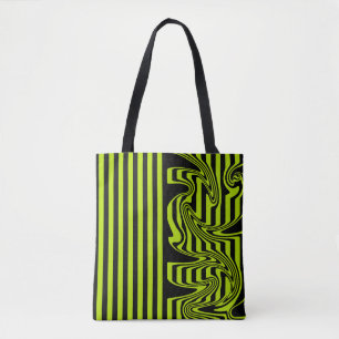 Streifen und Wirbel - Kalkgrün und Schwarz Tasche