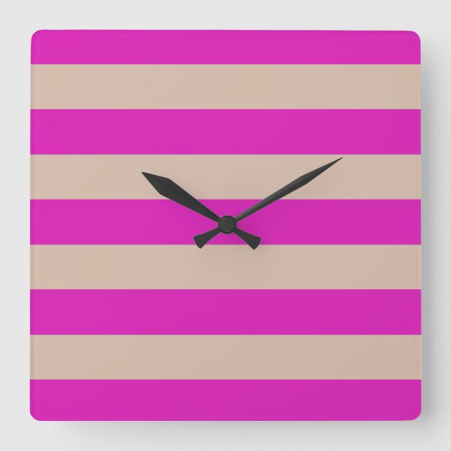 STREIFEN, verstellbar, rosa Quadratische Wanduhr (Vorderseite)