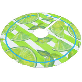 Streifen Wasserfarbe Limon & Neon Blau Polyester Weihnachtsbaumdecke