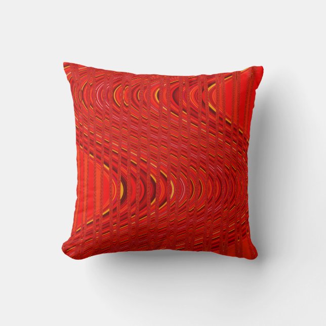 Streifen-Welle, orange-rotes Kissen (Vorderseite)