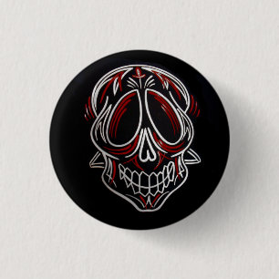 Streifen-Zuckerschädel Button