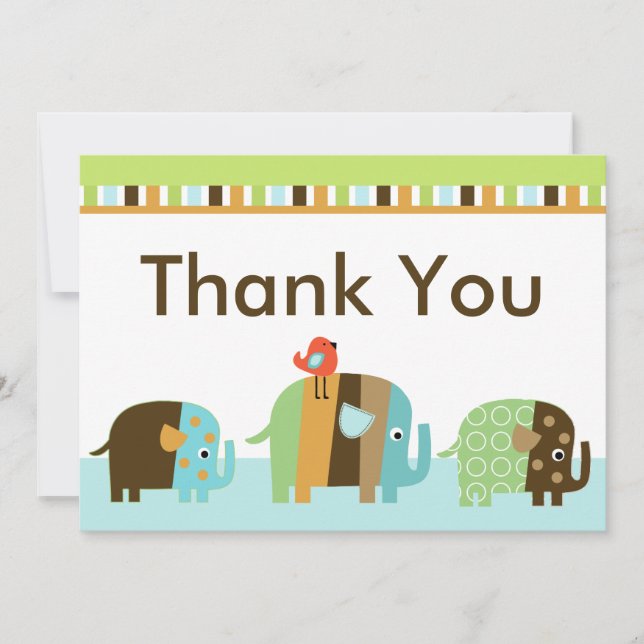 Streifenafrikanischer Elefant Dankeschön-Karte Dankeskarte (Vorderseite)