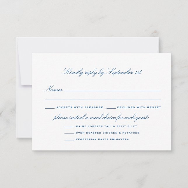 Streifenbarsch Optionen Elegante Hochzeit RSVP Karte (Vorderseite)
