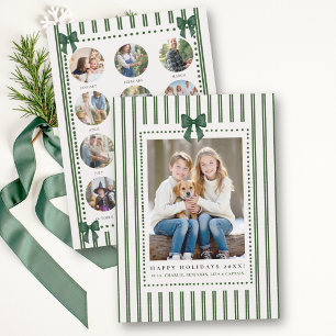 Streifenbogen grüne Weihnachtsjahresrückblick-Foto Feiertagskarte