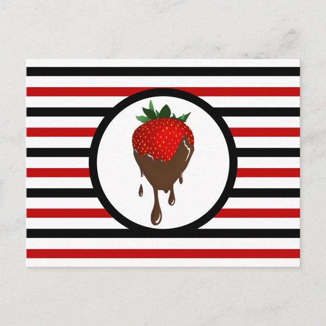 Streifenchic CHOCOLATE STRAWBERRY Postcard Postkarte (Vorderseite)