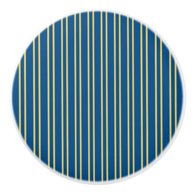Streifendesign - Blau und Gelb - Schublade Keramikknauf (Vorderseite)