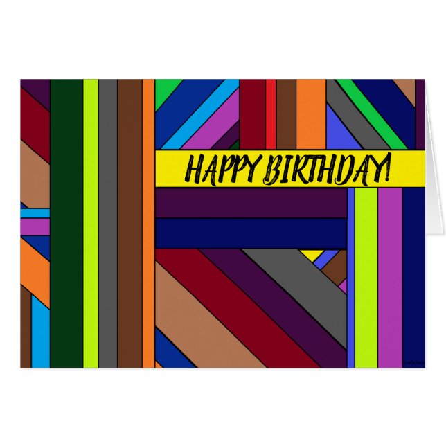 Streifendesign, Geburtstag, Grußkarte (Vorderseite (Horizontal))