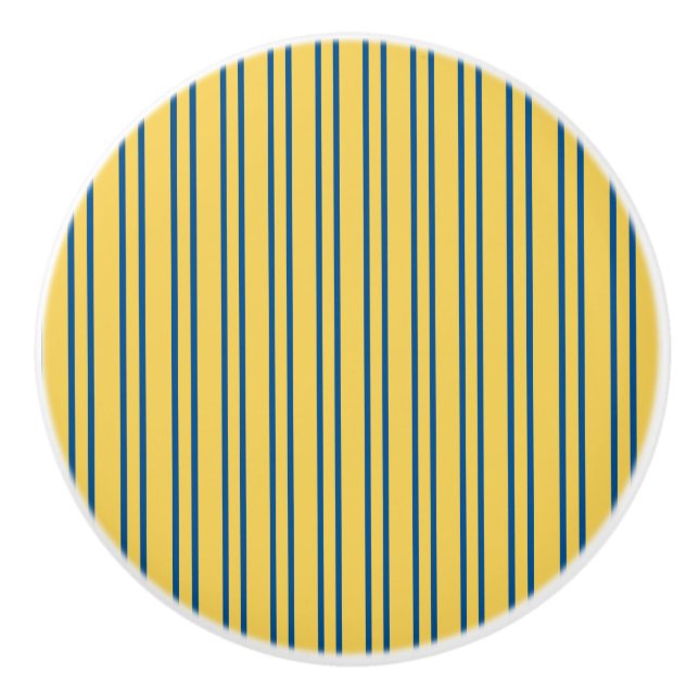 Streifendesign - Gelb und Blau - Schublade Keramikknauf (Vorderseite)