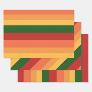 Streifenfarben der Papierblätter für Herbst Geschenkpapier Set