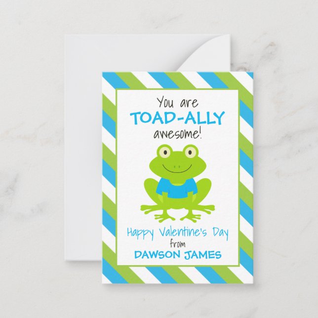 Streifenfrosch-Toad-Valentinenkarte Mitteilungskarte (Vorderseite)