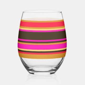 Streifenglas - Gold, Rot und Magenta Weinglas Ohne Stiel