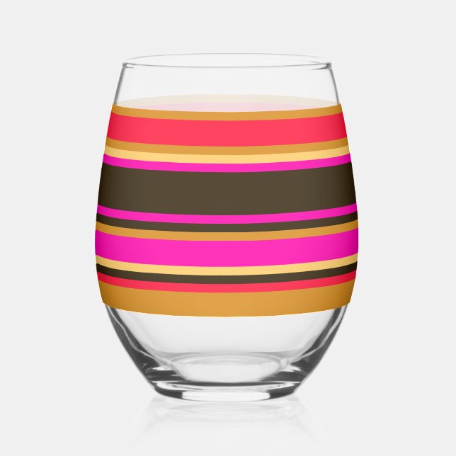 Streifenglas - Gold, Rot und Magenta Weinglas Ohne Stiel (Vorderseite)