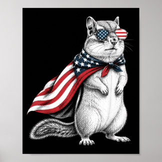 Streifenhörnchen 4. Juli US-amerikanische Flagge P Poster