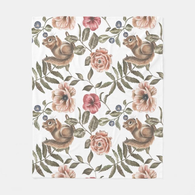 Streifenhörnchen-Blumenmuster  Fleecedecke (Vorderseite)