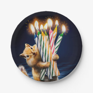 Streifenhörnchen-Geburtstagskerzen Pappteller