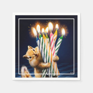 Streifenhörnchen-Geburtstagskerzen Serviette