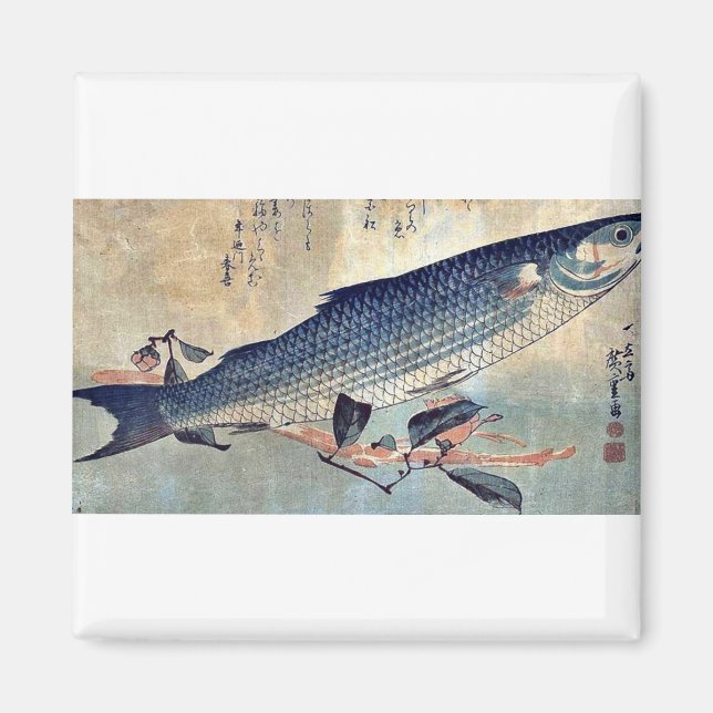 Streifenmullet Bora von Ando, Hiroshige Ukiyoe Magnet (Vorne)