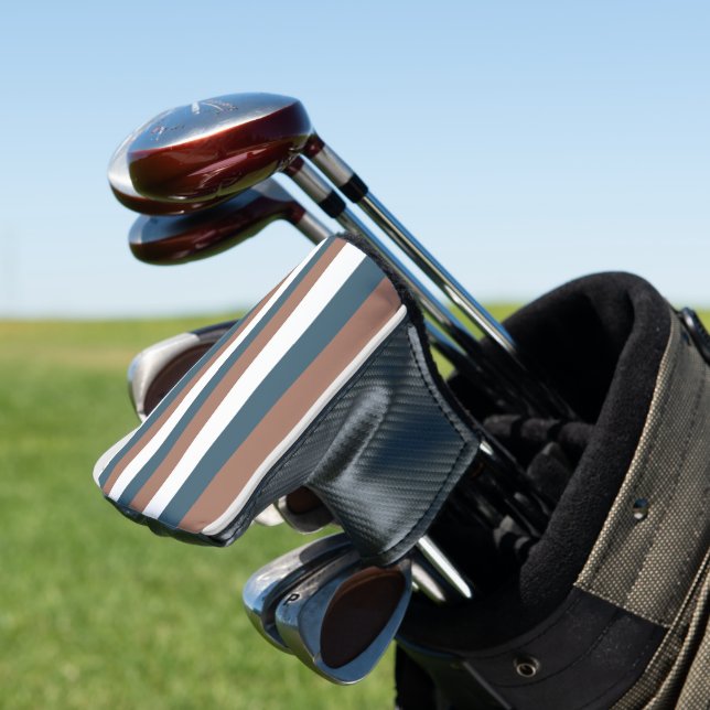 Streifenmuster Aquamarin braun Golf Headcover (In Situ)