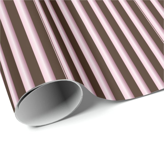 Streifenmuster aus rosa und brauner Linie Geschenkpapier (Rolleneckpunkt)