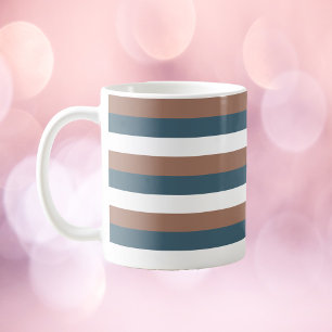 Streifenmuster braun Aquamarin weiß Kaffeetasse