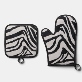 Streifenmuster des Zebras Ofenhandschuh & Topflappen-Set