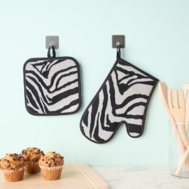 Streifenmuster des Zebras Ofenhandschuh & Topflappen-Set