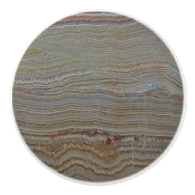 Streifenmuster Erde Tone Onyx polierter Stein Keramikknauf (Vorderseite)