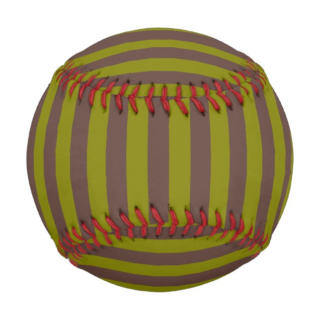 Streifenmuster in Schokoladenbraun und Olivgrün Baseball (Vorderseite)