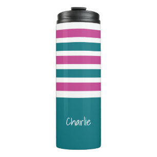 Streifenmuster individuell monogramm tumbler thermosbecher