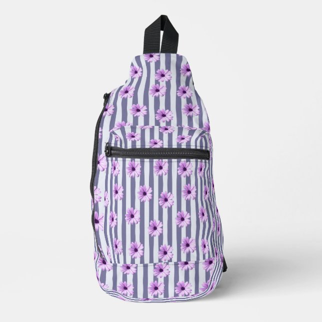 Streifenmuster mit lila Molsen Crossbody Bag (Vorderseite)