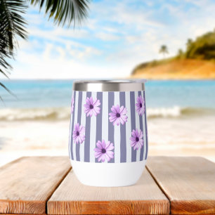 Streifenmuster mit violetten Gänseblümchen