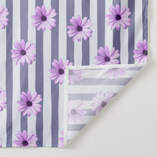 Streifenmuster mit violetten Gänseblümchen Wandteppich