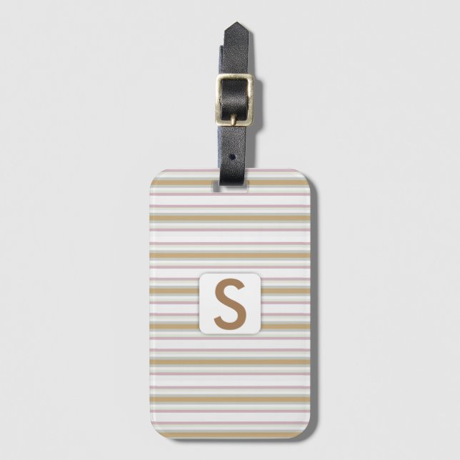 Streifenmuster ・ Monogramm Gepäckanhänger (Vorderseite Vertikal)
