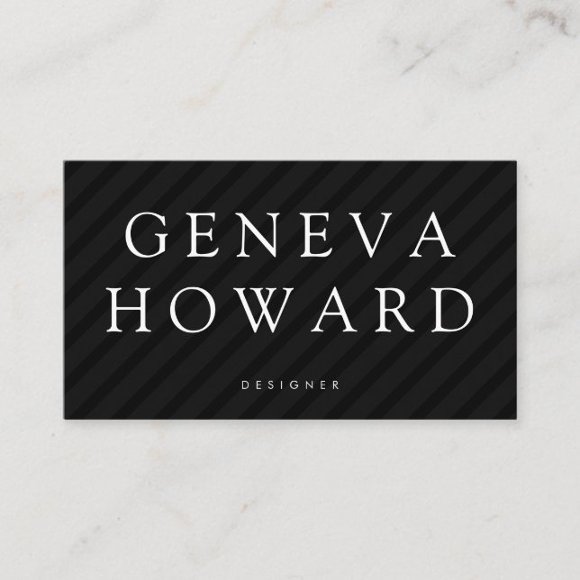 Streifenmuster Schwarz Visitenkarte (Vorderseite)
